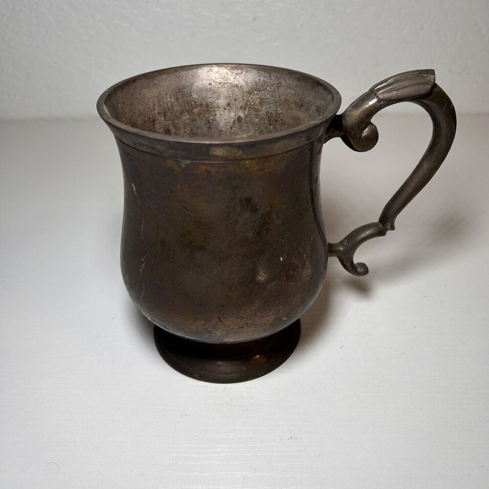 Vintage Bronze Mug Silver Plated Beer Stein Gift For Man Home Decor Antique...
